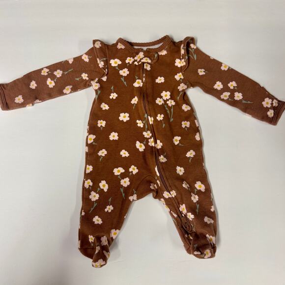 🌼 Newborn Pajamas : Carter's Floral 2 Way Zip Cotton Sleep & Play One Piece Girl - Picture 6 of 6